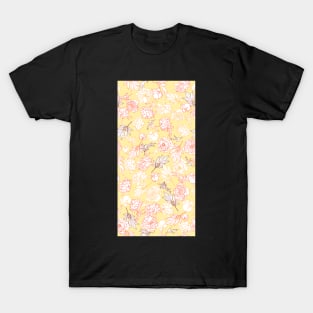 yellow and red peony lineart T-Shirt